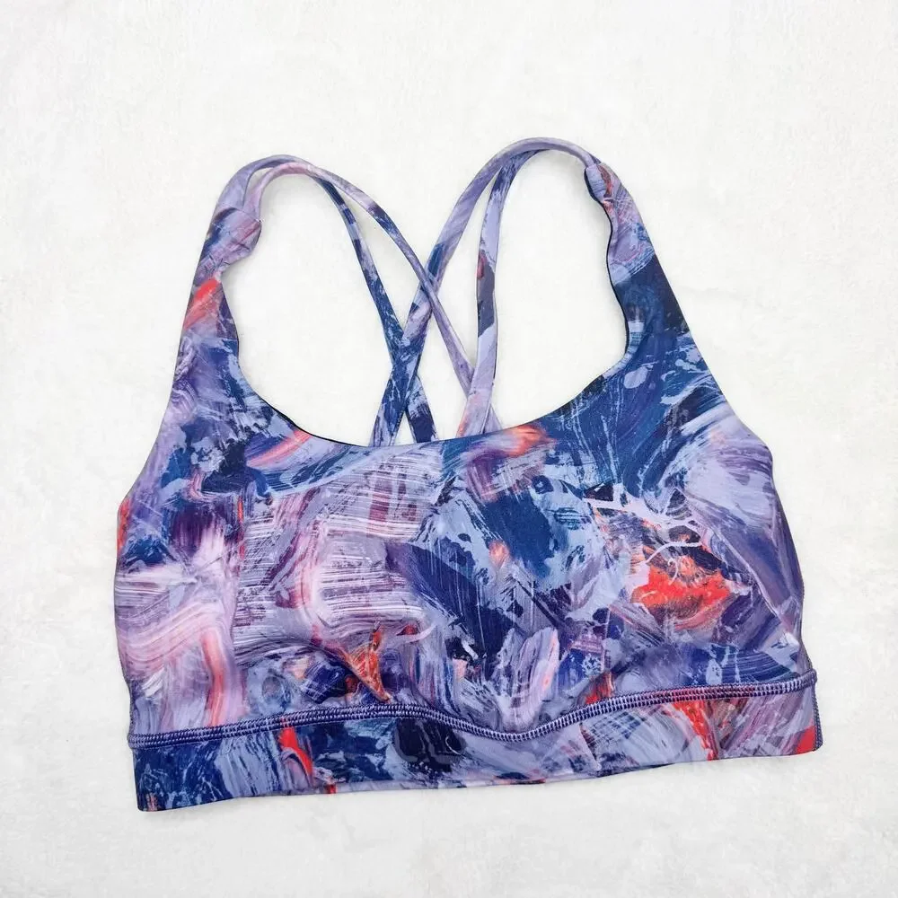 LULULEMON Energy Bra in Atmospheric Purple Multi size 4 Luxtreme Stretch